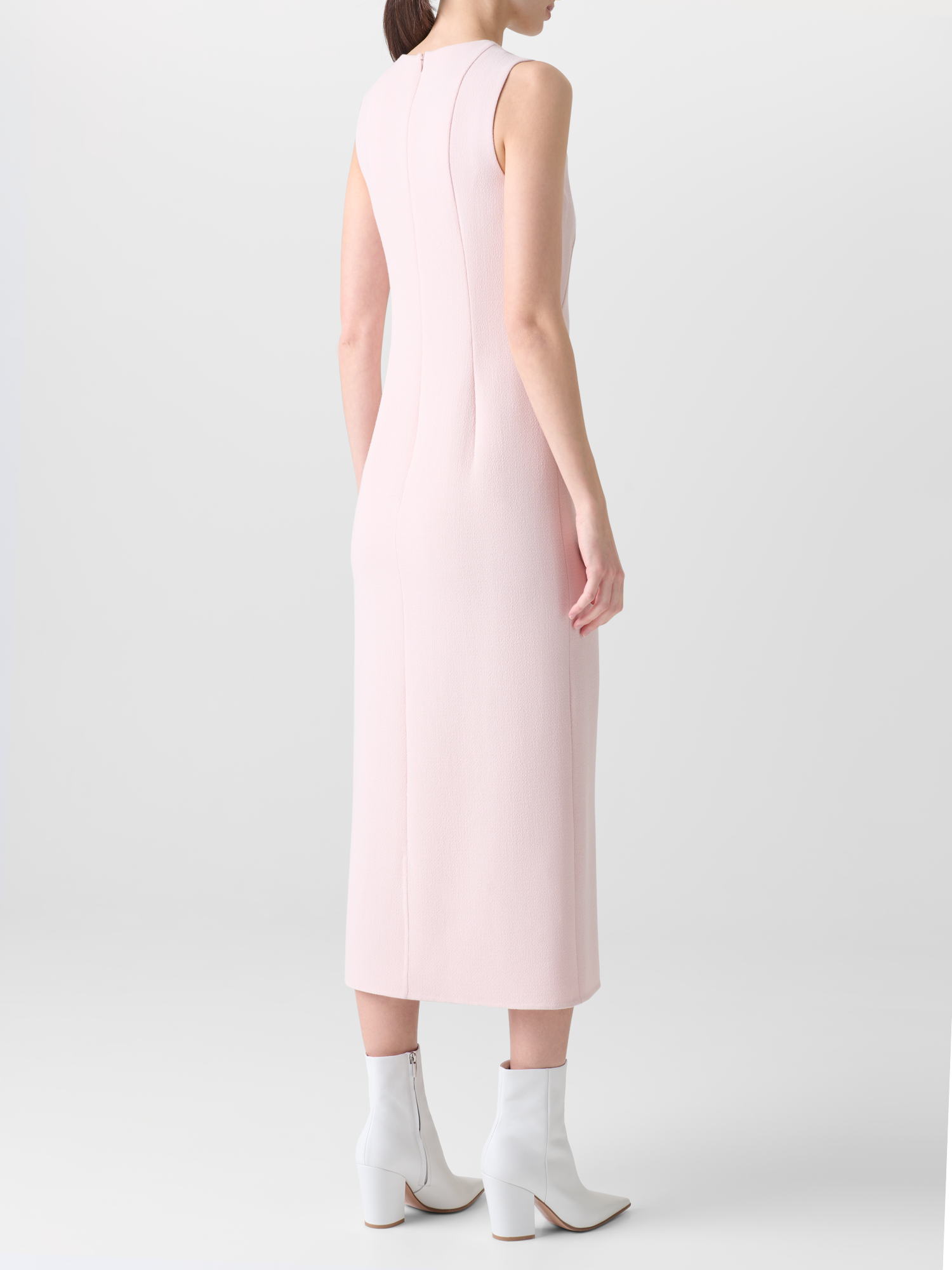 Designer Midi Sheath Dress in Wool Double-Face - pastel - pink 