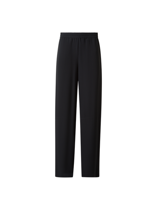 Designer Relaxed Tapered Silk Sporty Pants - black