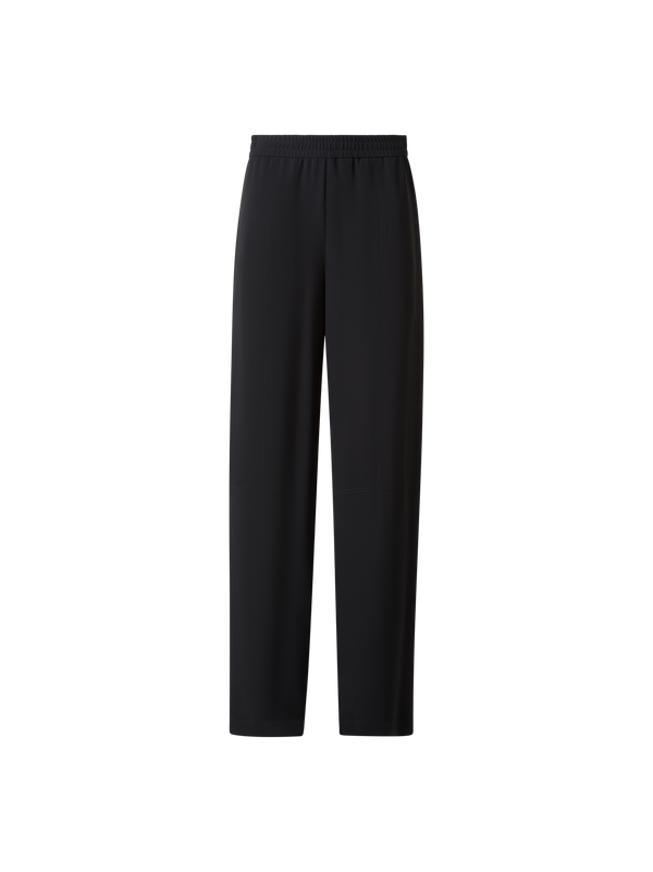 Designer Relaxed Tapered Silk Sporty Pants - black