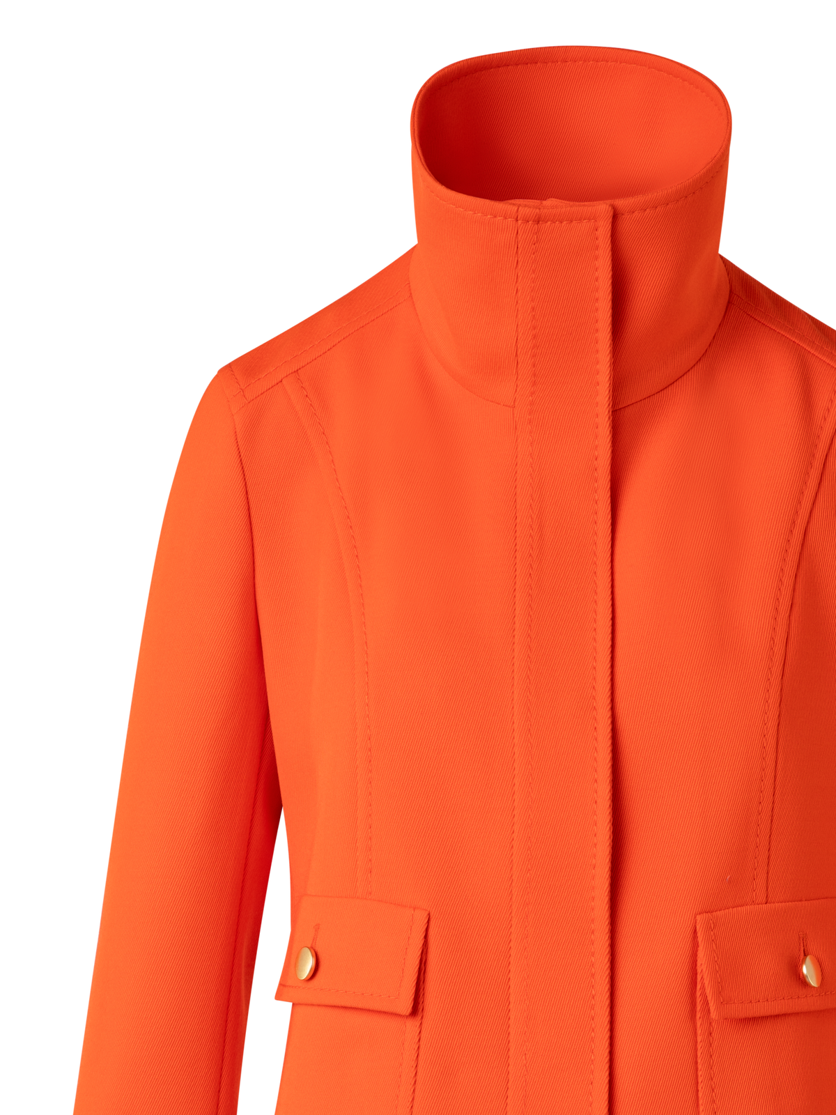 Designer Cropped Jacket in Wool Tricotine - orange