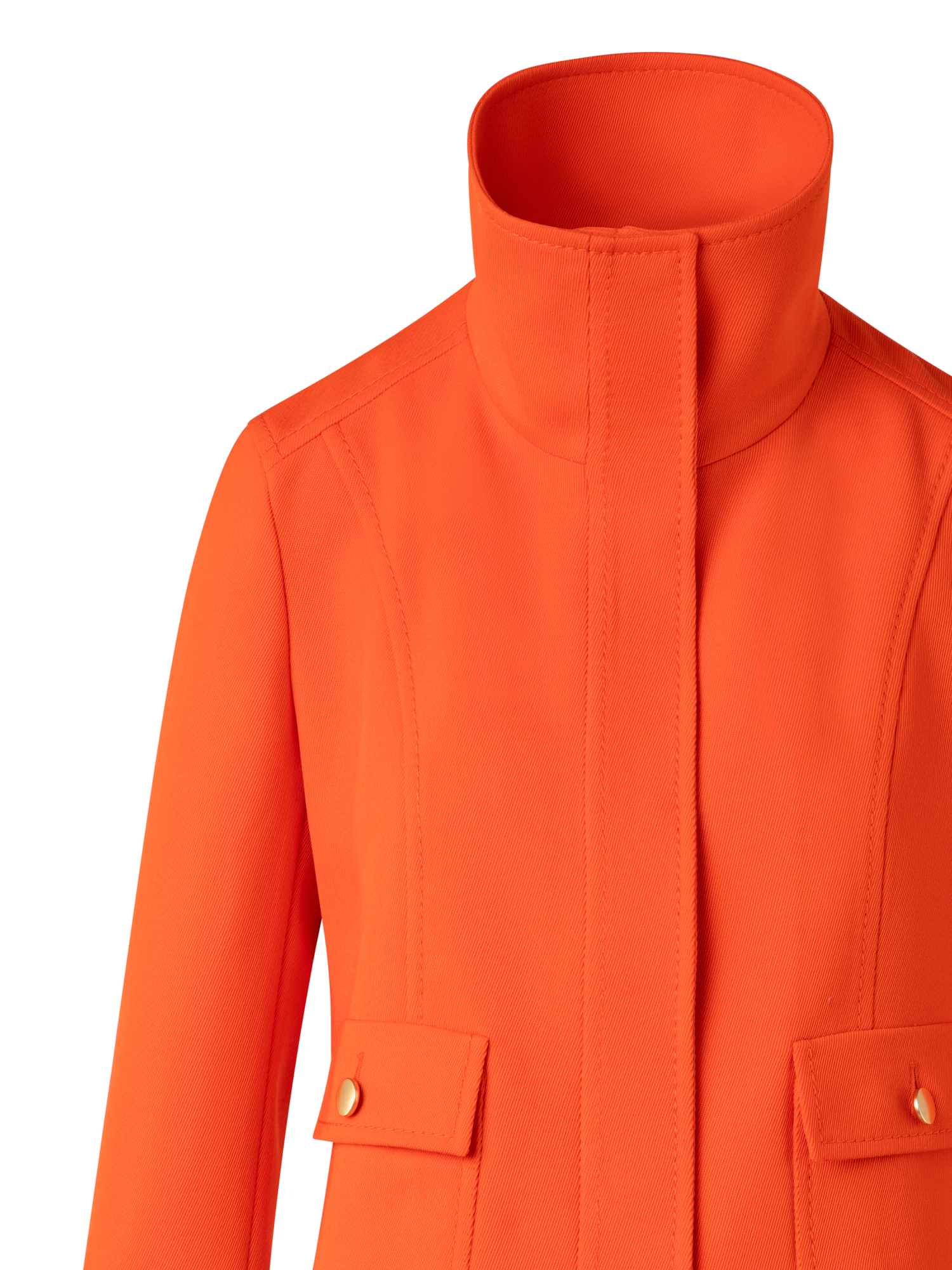 Designer Cropped Jacket in Wool Tricotine - orange
