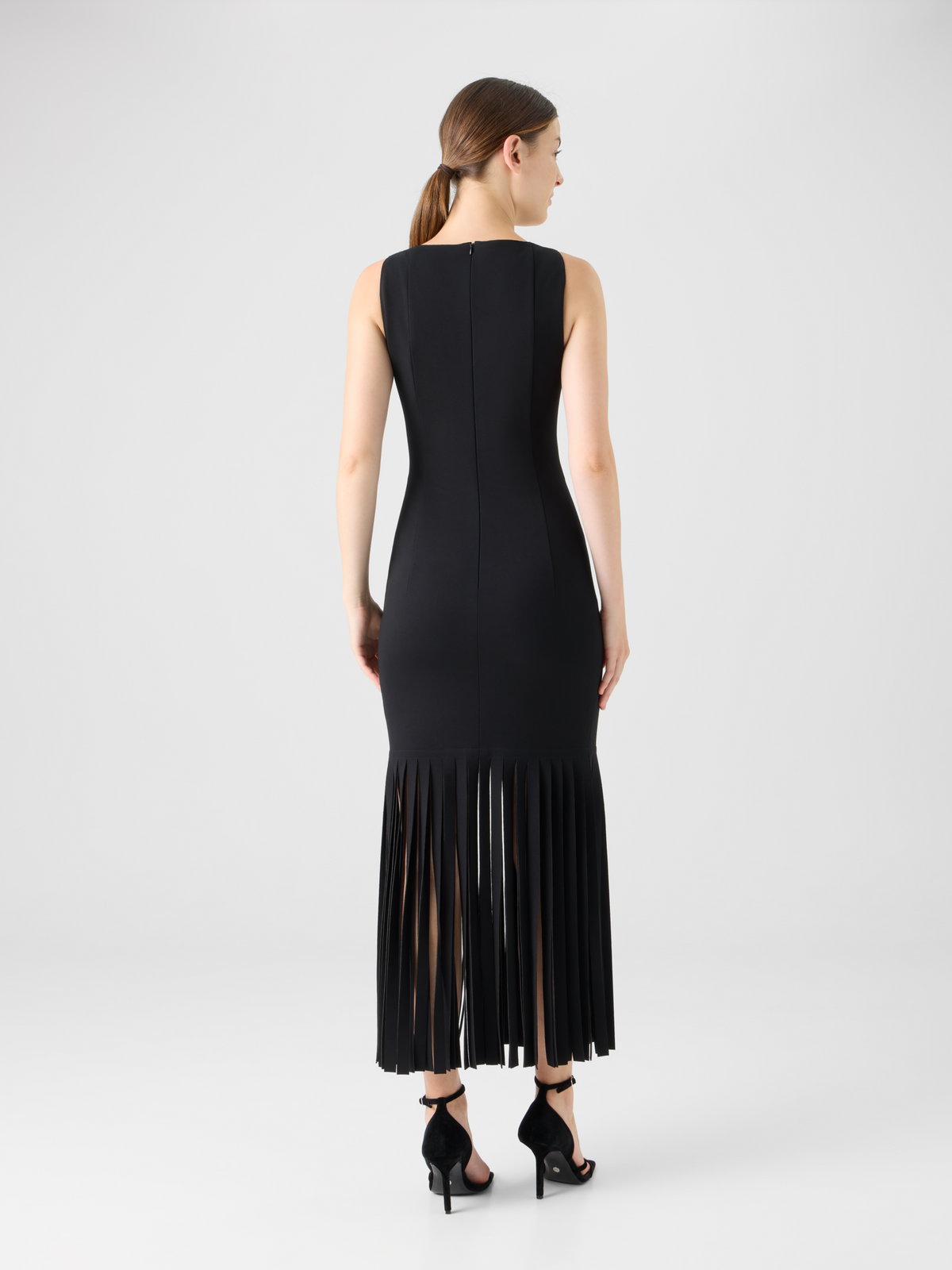 Viscose Jersey Dress with Fringe Hem