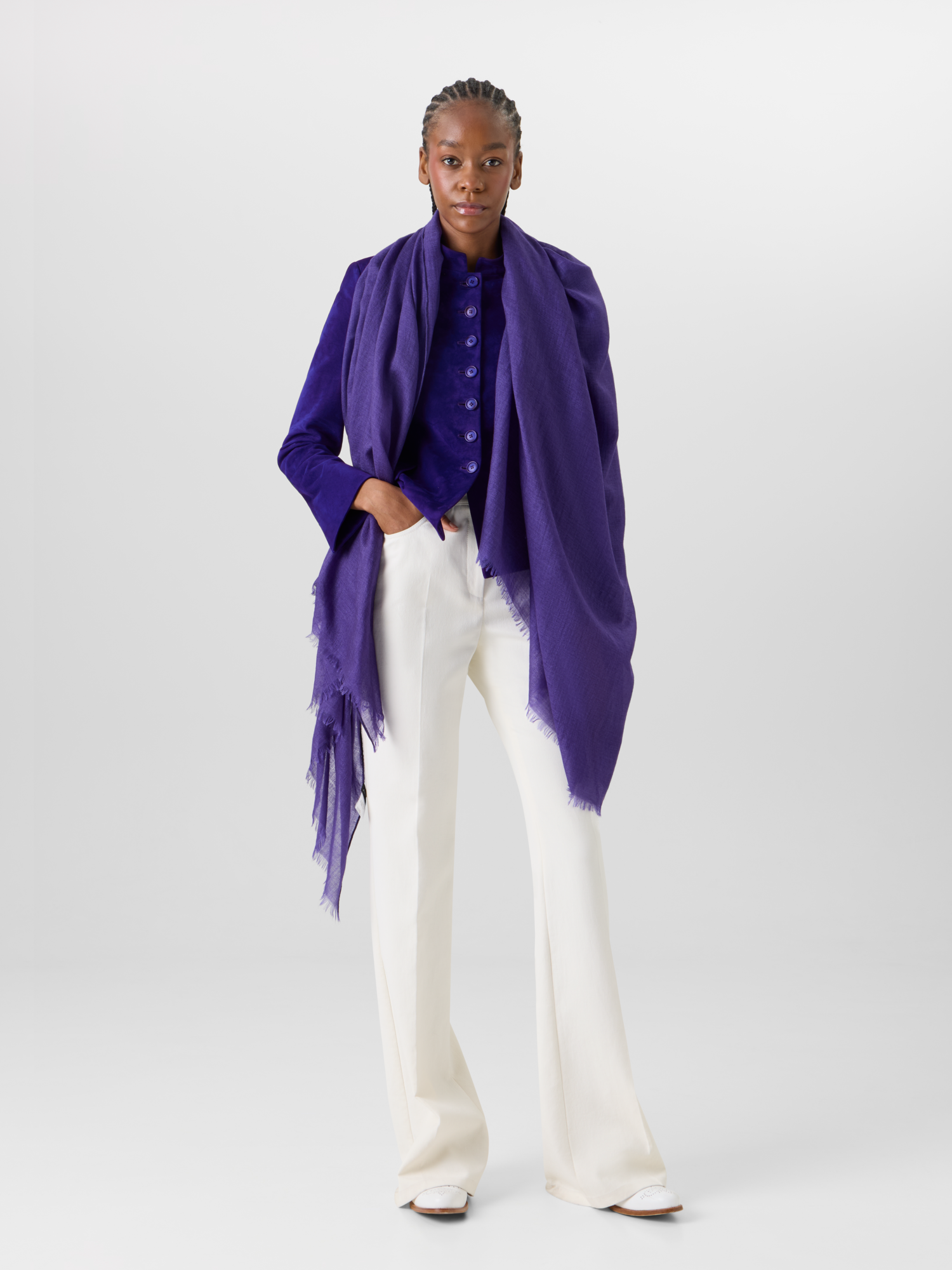 Designer Cashmere-Silk Scarf - purple 