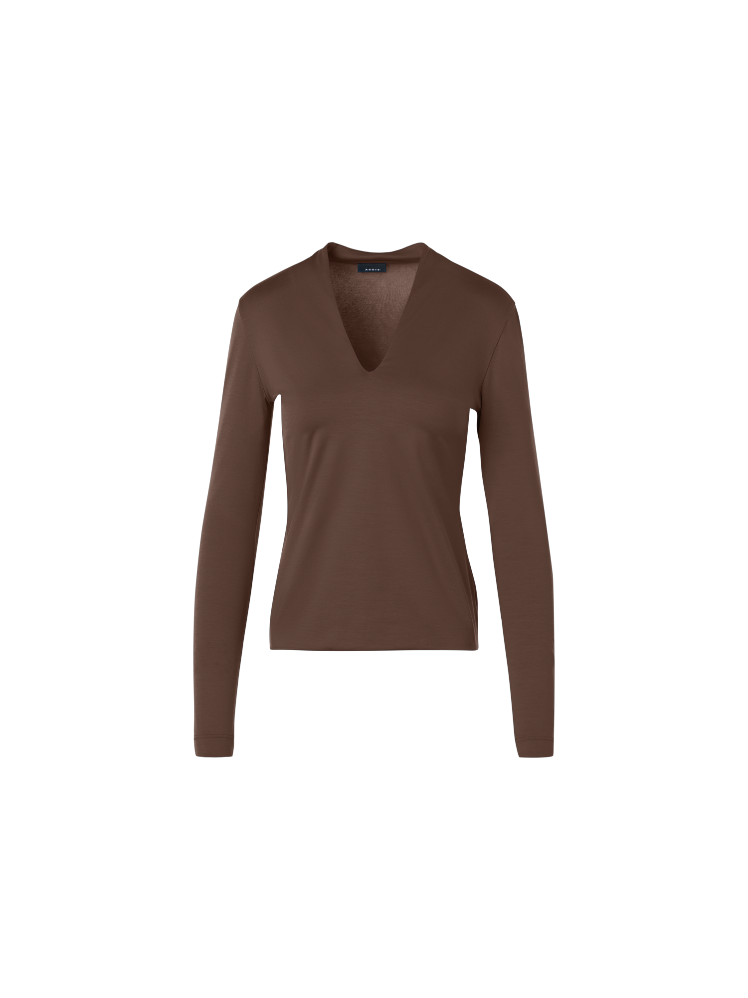 Designer Cotton Stretch Jersey V-Neck Shirt - brown