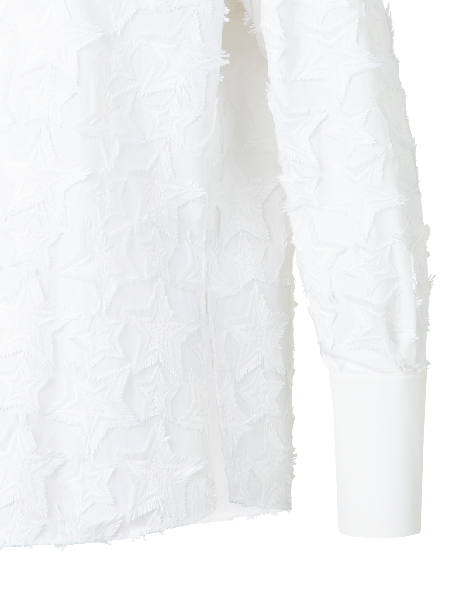 Designer Blouse in Cotton with 3D Star Embroidery - neutral - ecru - white