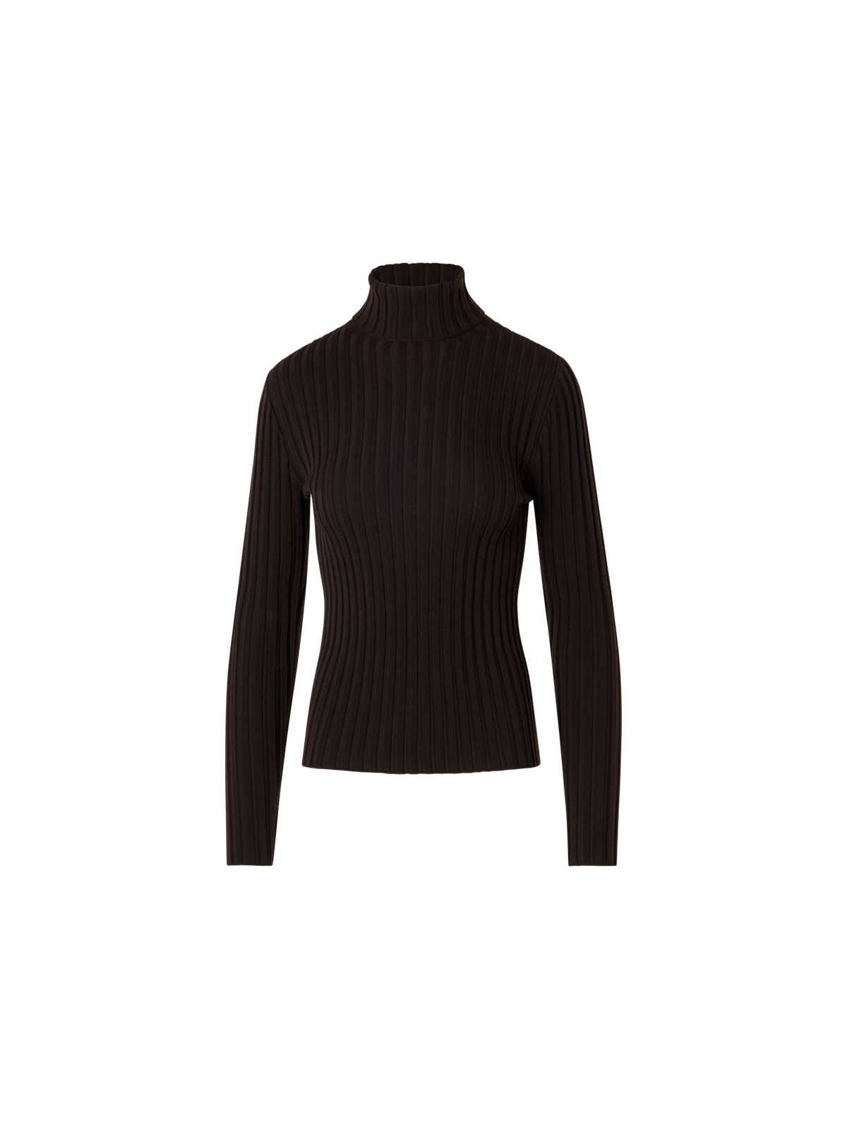 Designer Reversed Rib Merino Knit Turtleneck - brown