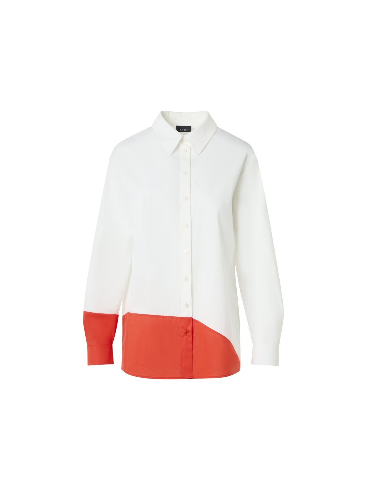 Designer Oversize Cotton Blouse with Poligon Patchwork - ecru