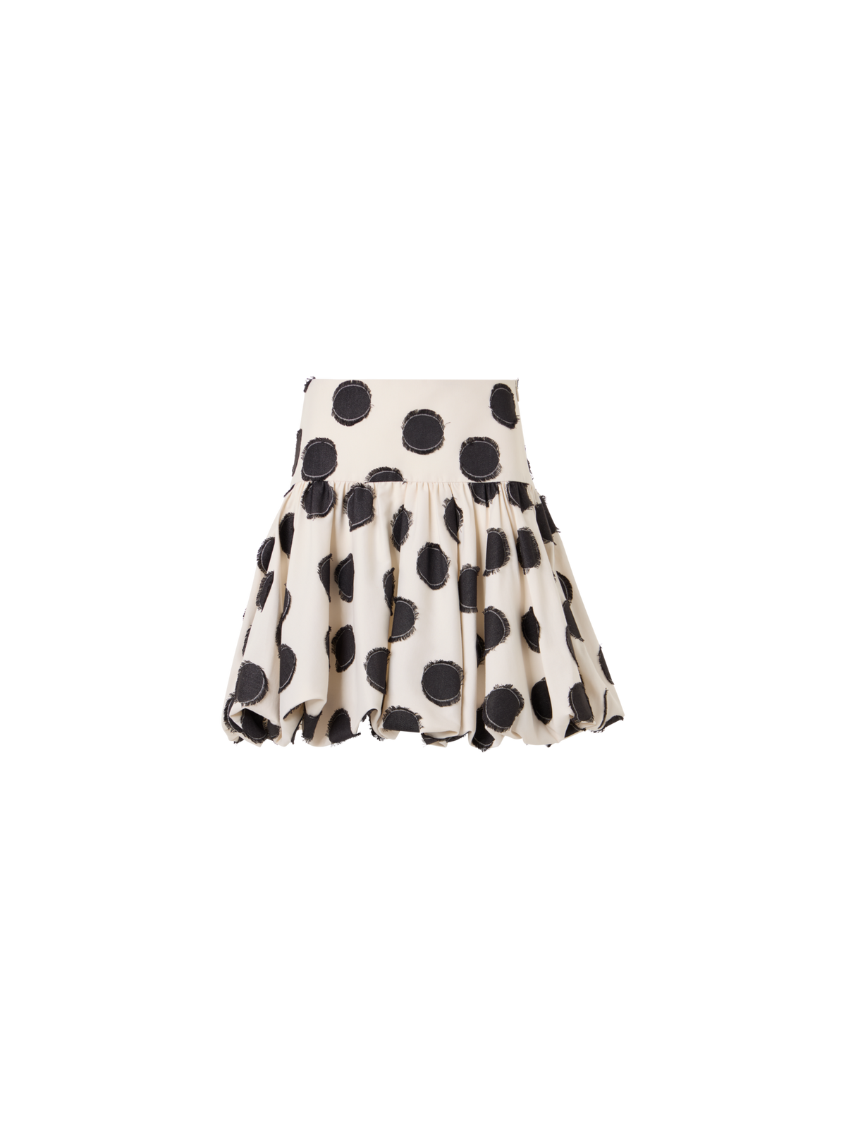 Designer Flared Fringed Polka-Dot Mini Skirt - multicolor - white