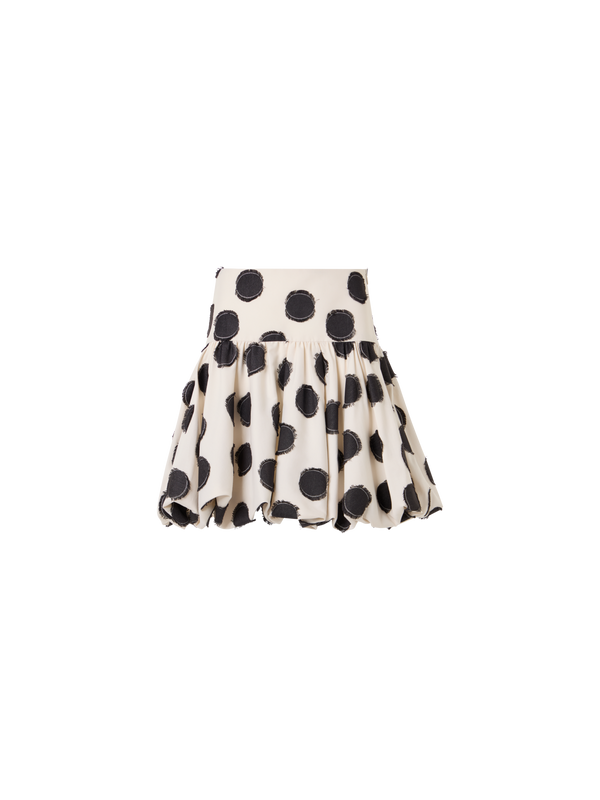 Designer Flared Fringed Polka-Dot Mini Skirt - multicolor - white
