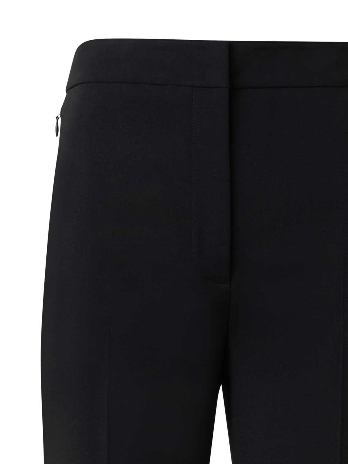 Designer Bootcut Wool Double-Face Pants with Satin Side Trim - neutral - black