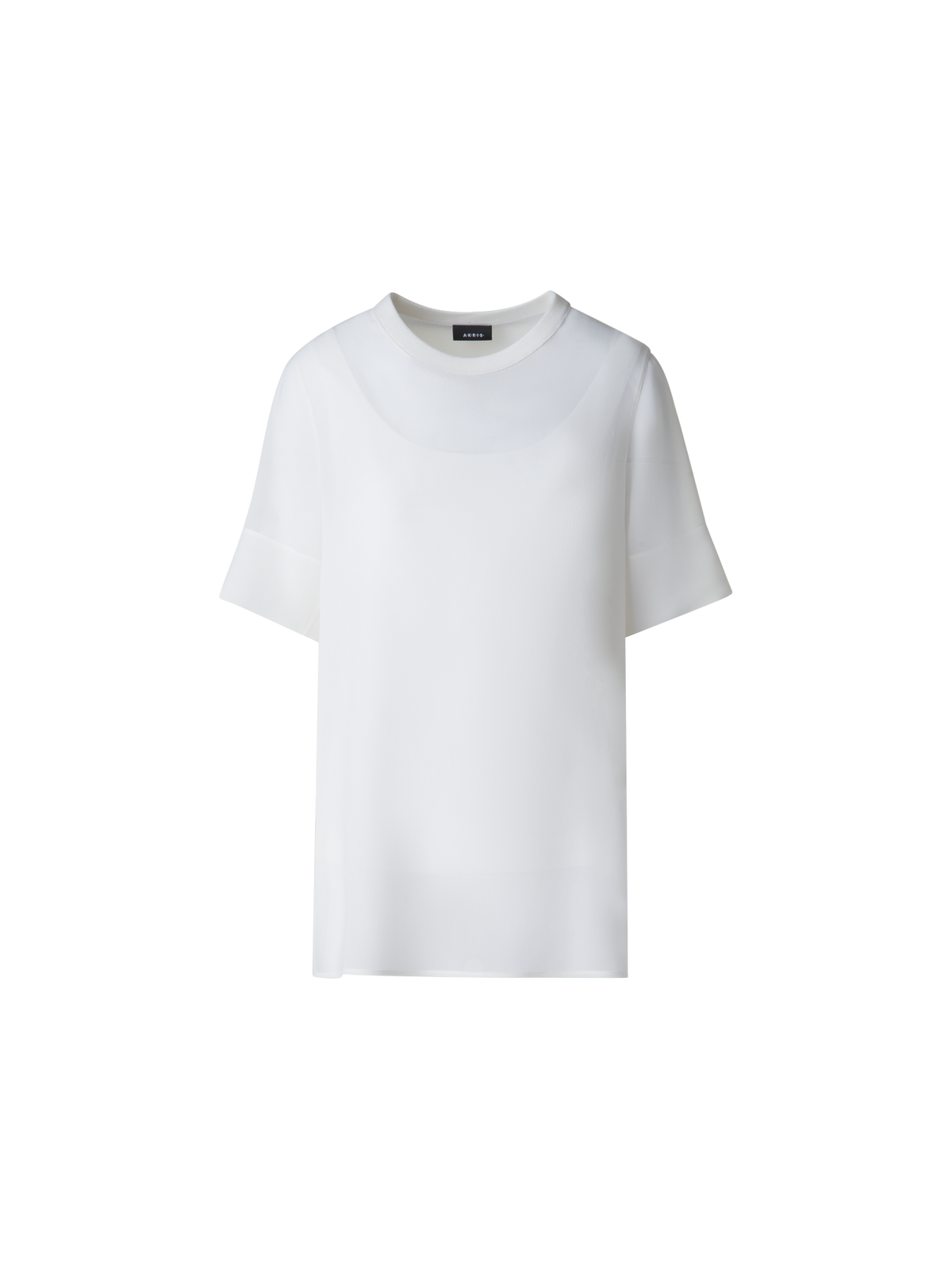 Designer Sheer Short Sleeve Silk Blouse - neutral - ecru - white