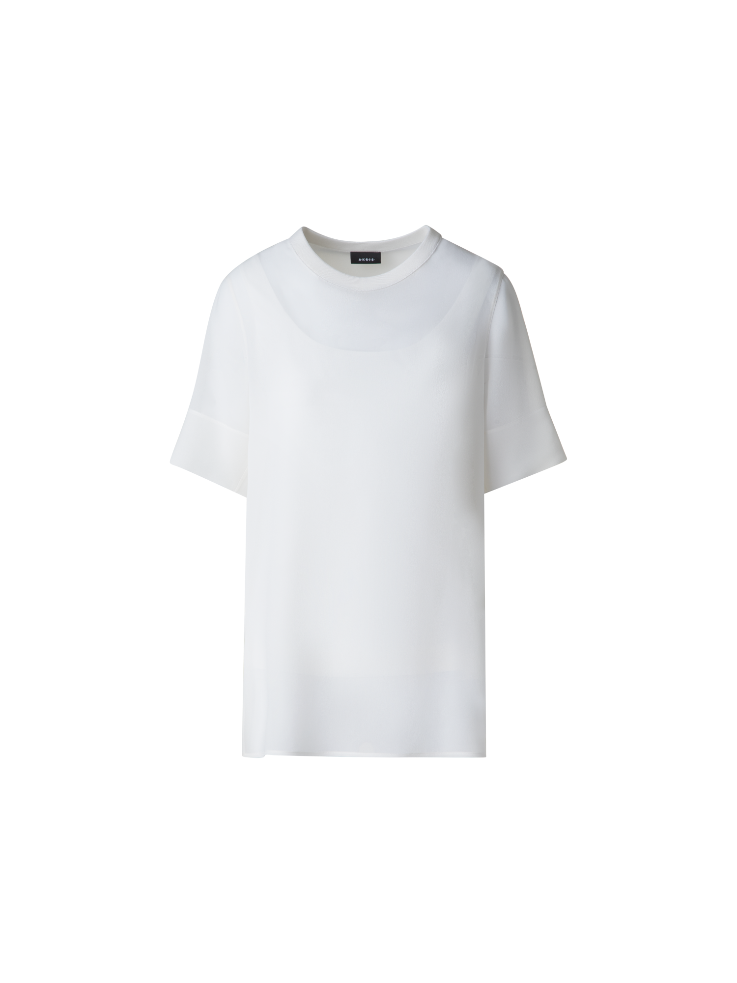 Designer Sheer Short Sleeve Silk Blouse - neutral - ecru - white