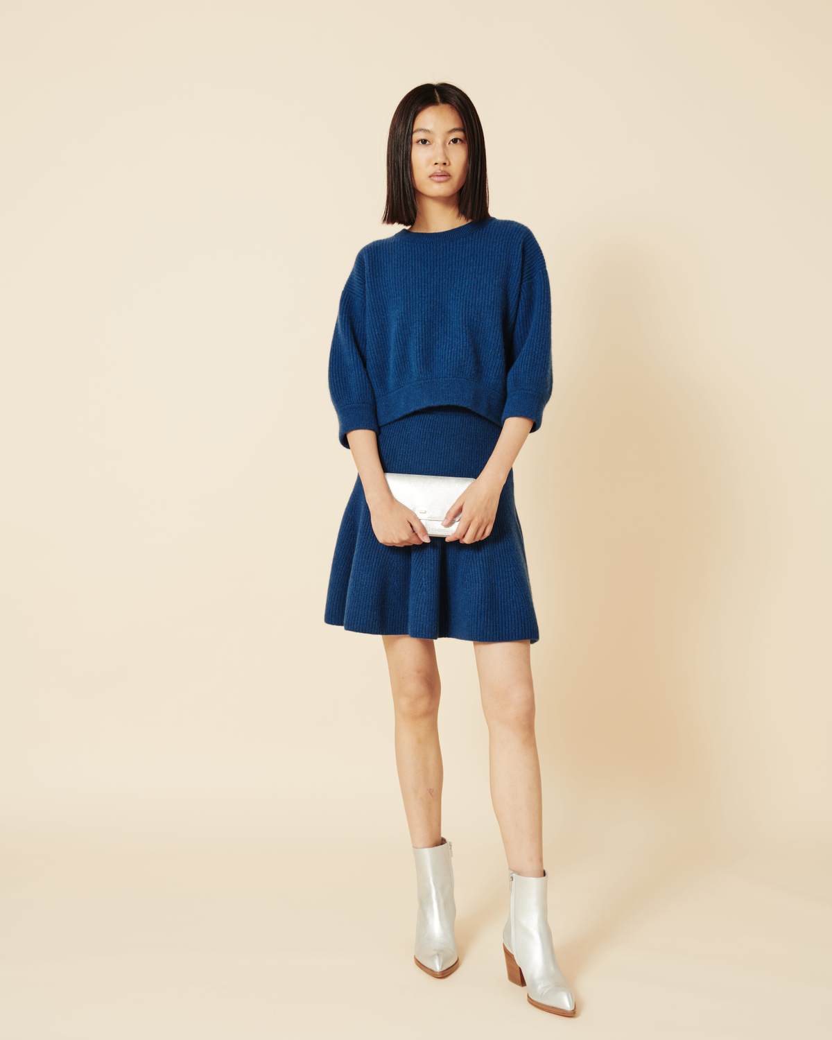 Designer Boxy Cashmere Knit Sweater - blue #editorial