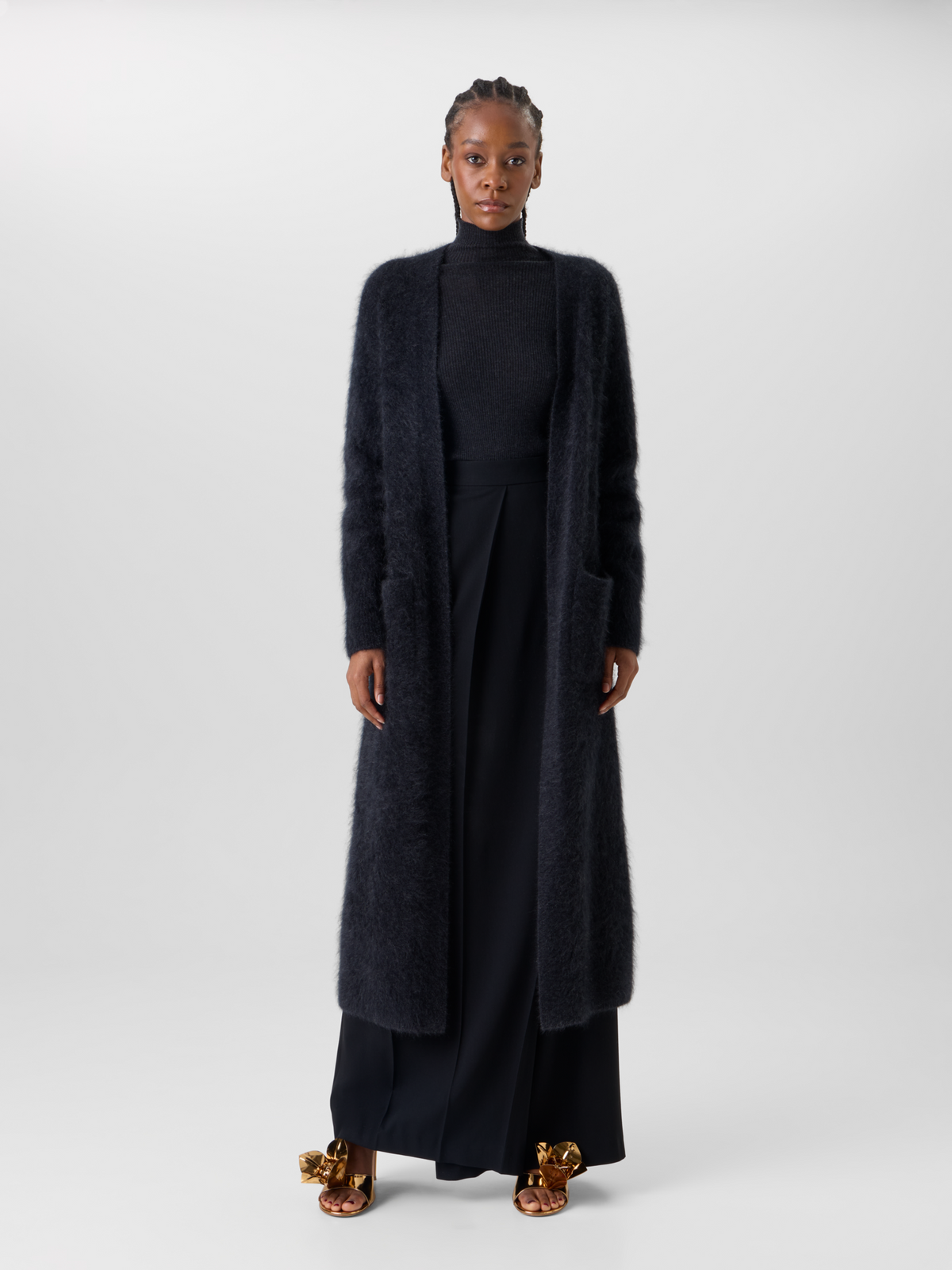 Designer Cloud Cashmere Maxi Knit Coat - grey 