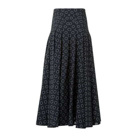 Pleated Midi Skirt in Polka Dot Organzino