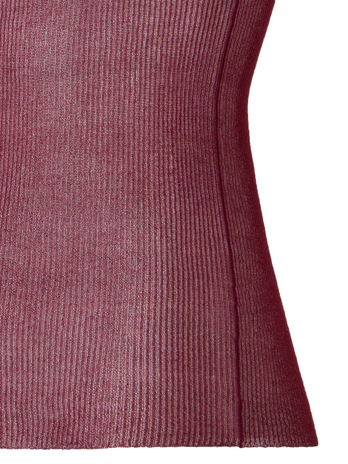 Designer Transparent Silk Fine Rib Sweater with Thumb Holes - red