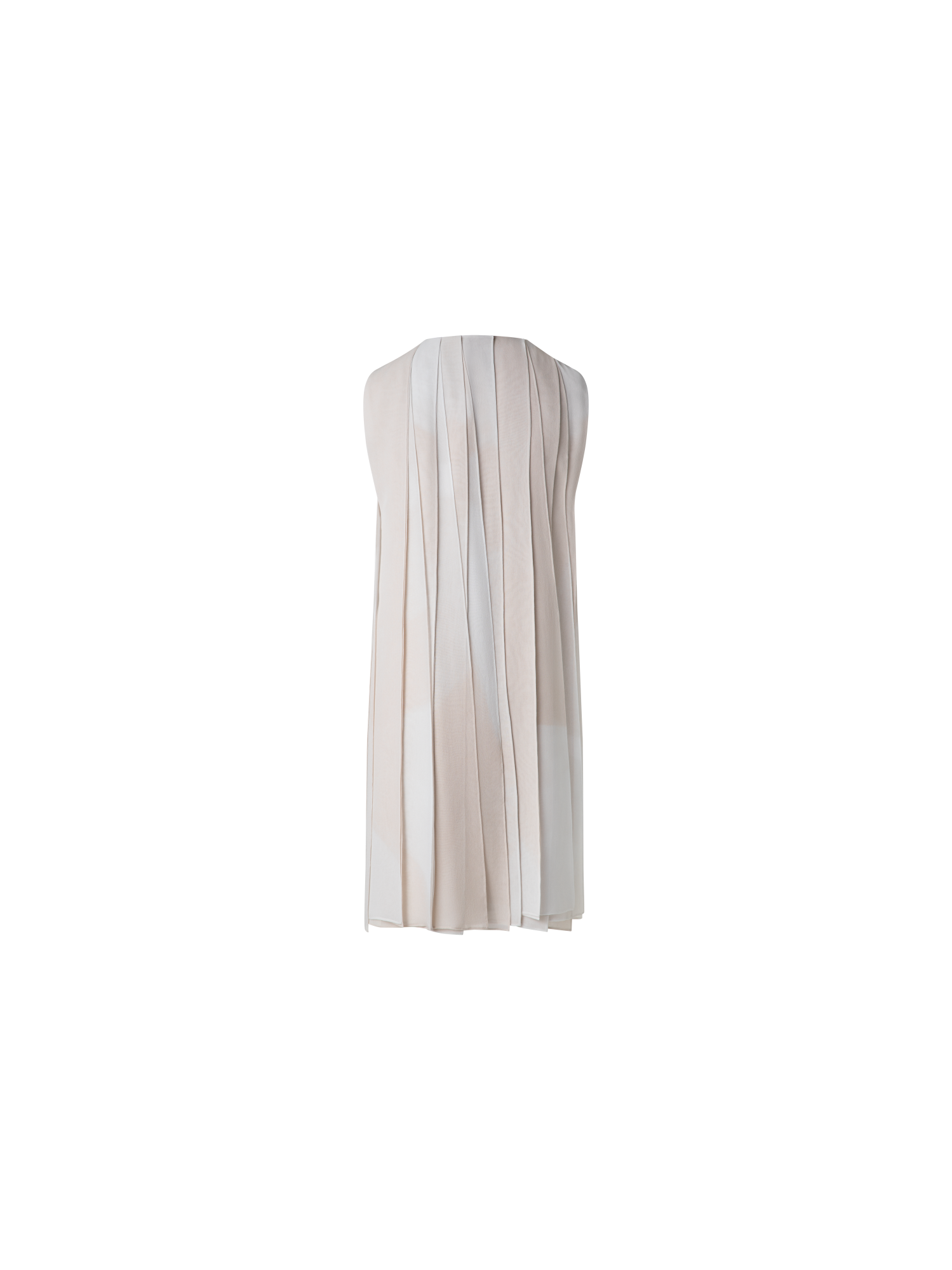 Designer Silk Ribbon Mini Dress with Chiaroscuro Print - neutral - pastel - beige