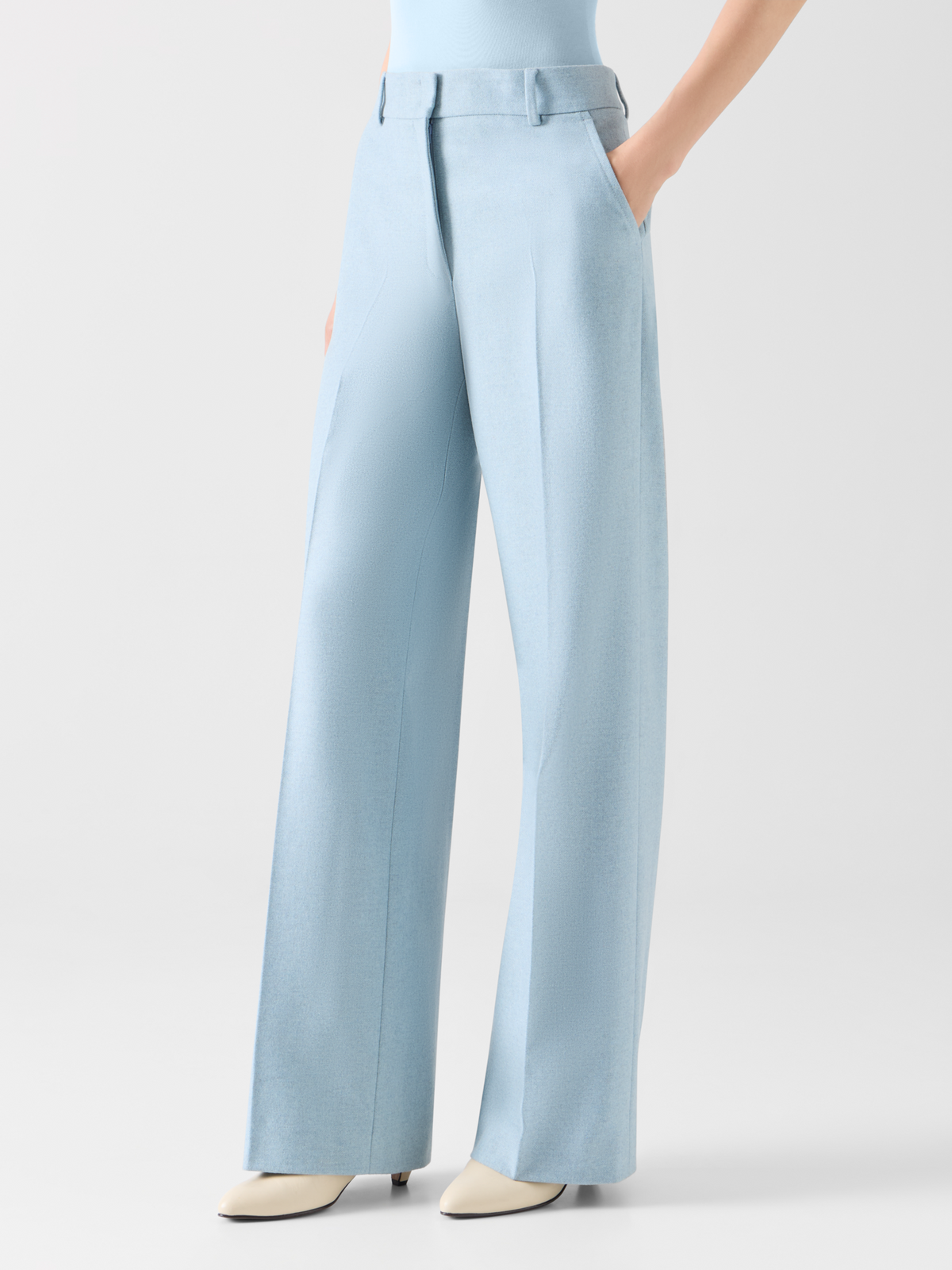 Designer Wide Leg Wool Flannel Pants 