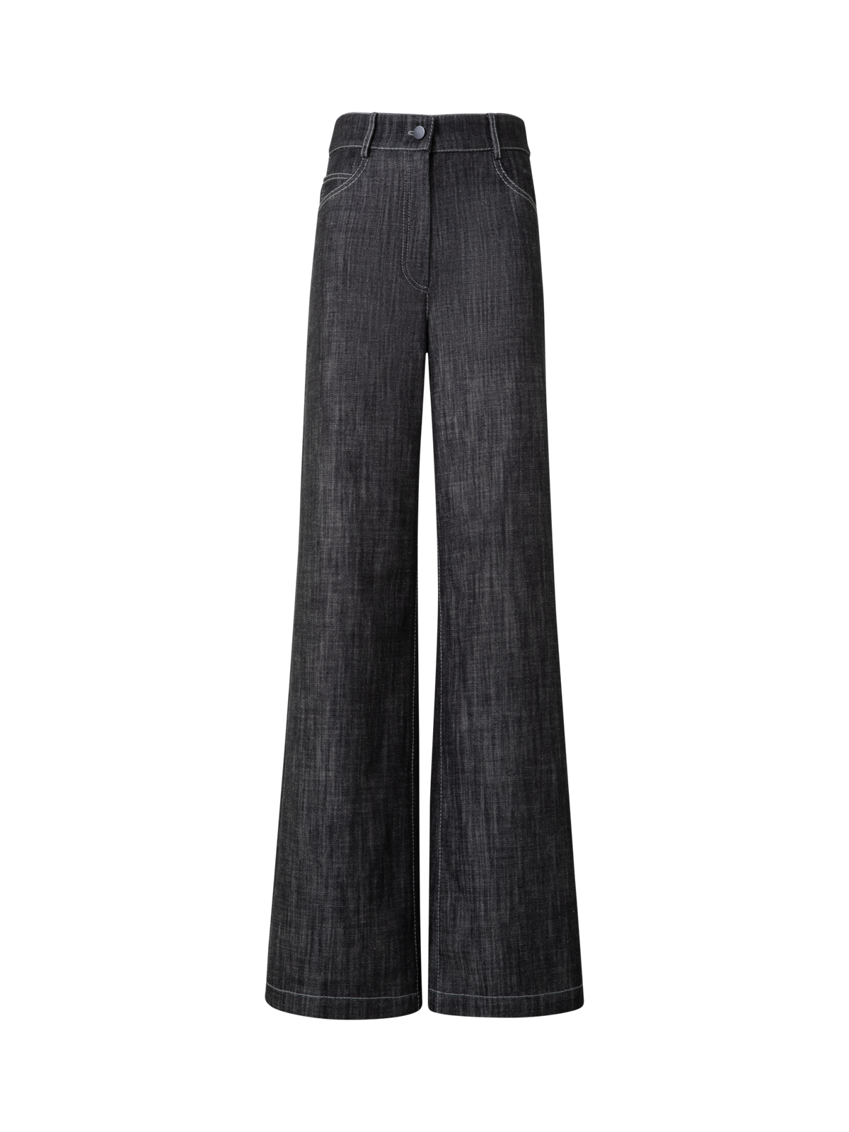 Designer Wide Winter Cotton Denim Pants - black - grey