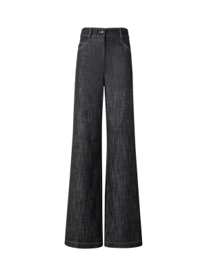 Designer Wide Winter Cotton Denim Pants - black - grey