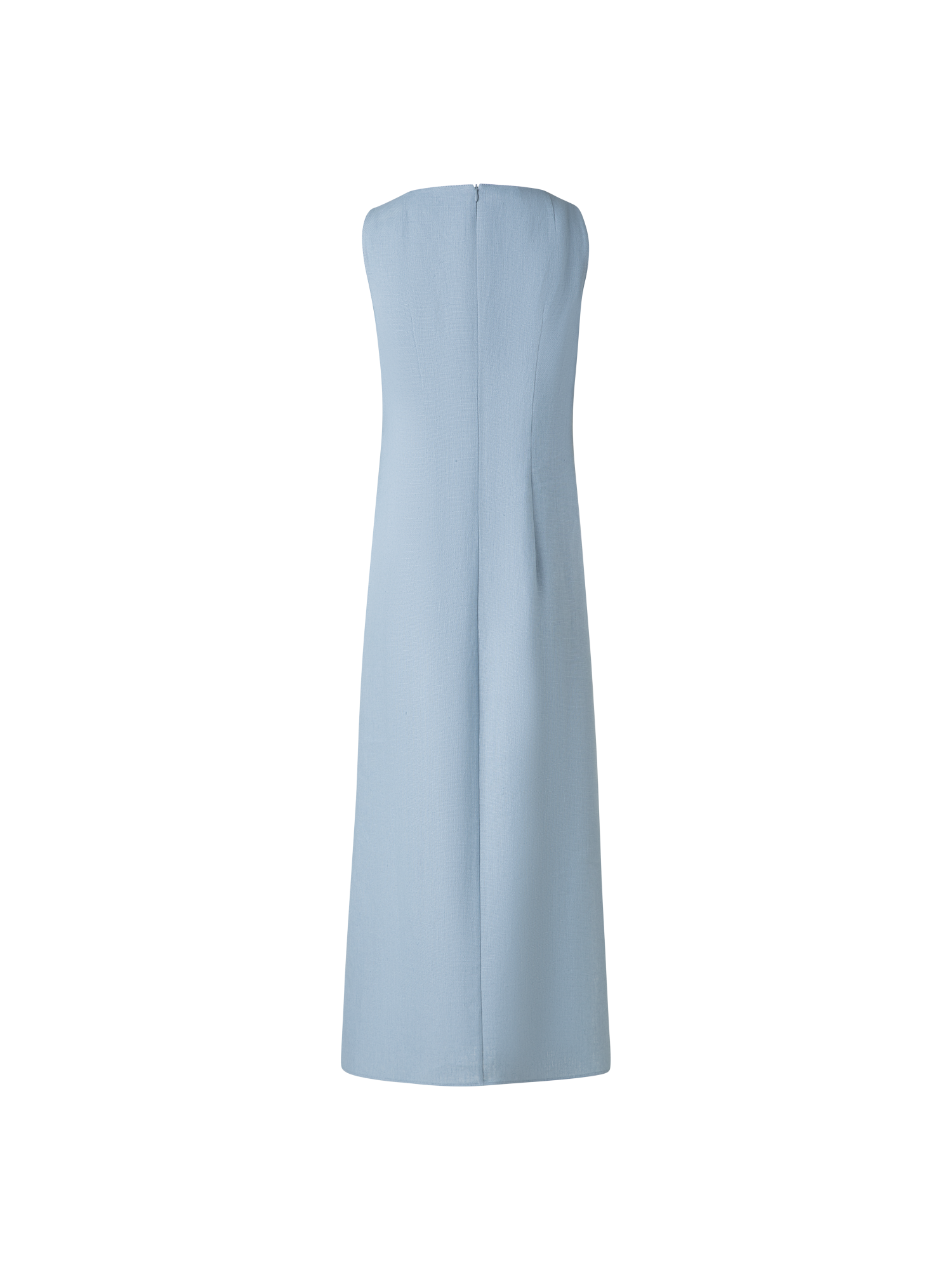 Designer Midi Linen Dress with 3D Carnation Detail - pastel - blue