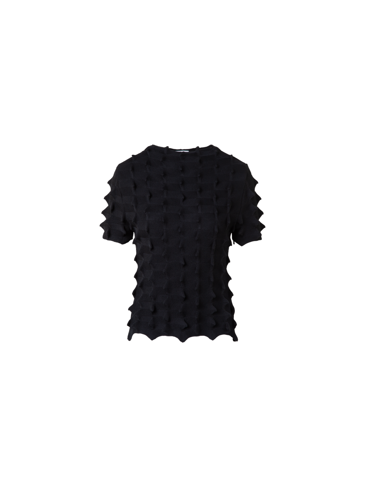 Designer Short Sleeves Sweater in 3D Sail Look - black