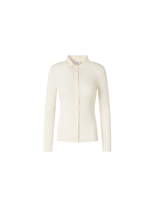 Designer Long-Sleeve Merino Wool Knit Sweater - ecru