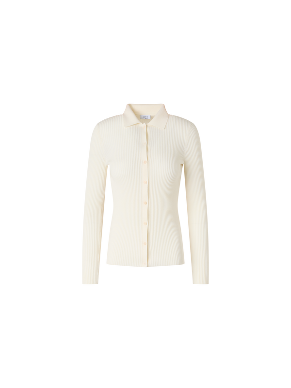 Designer Long-Sleeve Merino Wool Knit Sweater - ecru