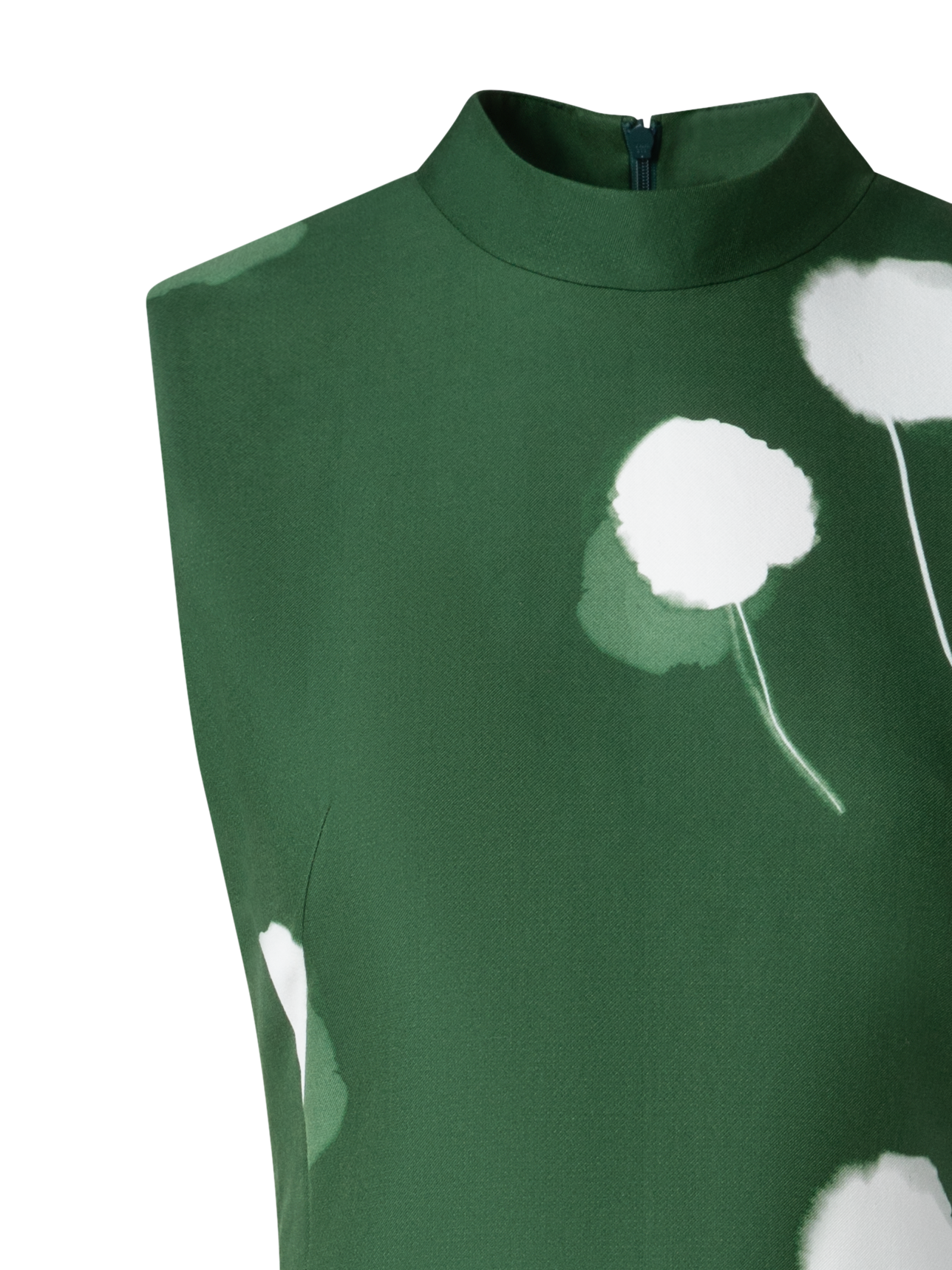 Designer Double-Face Sheath Dress with Dandelion Print - green - multicolor