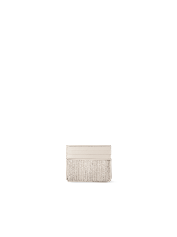 Designer Card Holder in Horsehair and Leather - ecru - beige