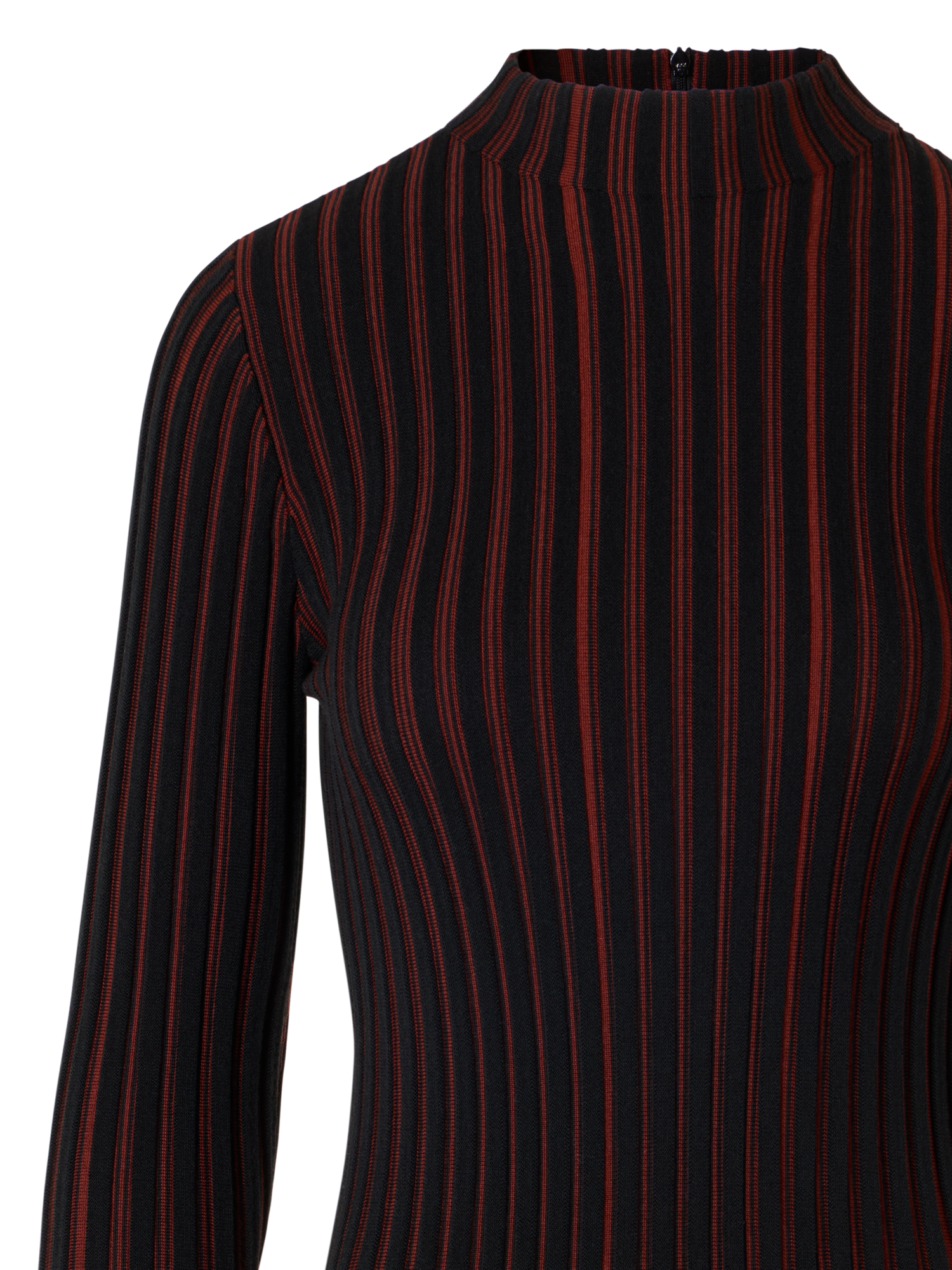 Designer Fit-and-Flare Ribbed Knit Dress - black - multicolor