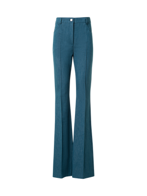 Designer Farid Bootcut Pants in Stretch-Cotton Denim - blue