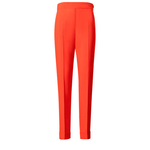 Cuffed Tapered Crêpe Pants