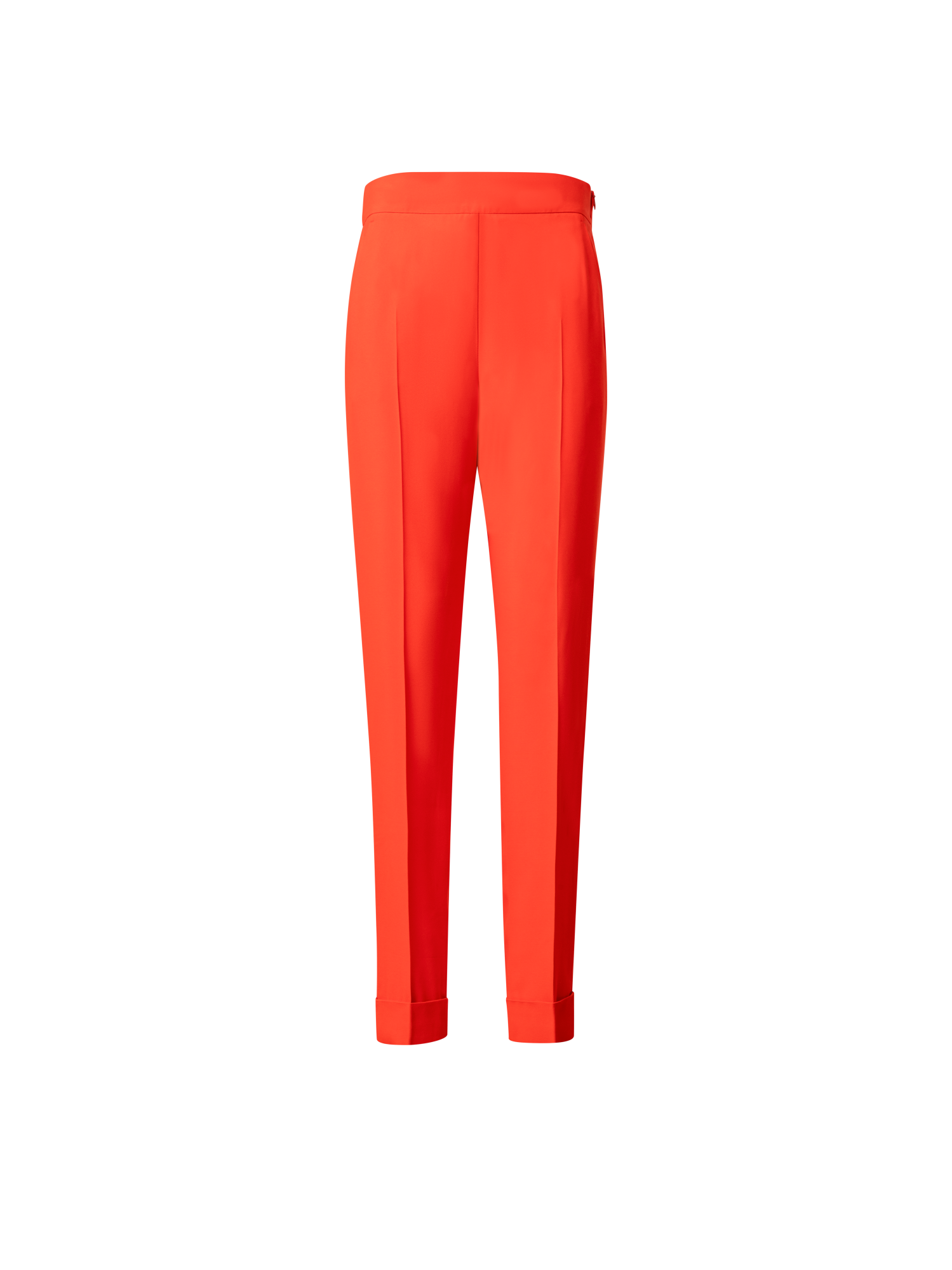Designer Tapered Crêpe Pants with Elastic Back - red