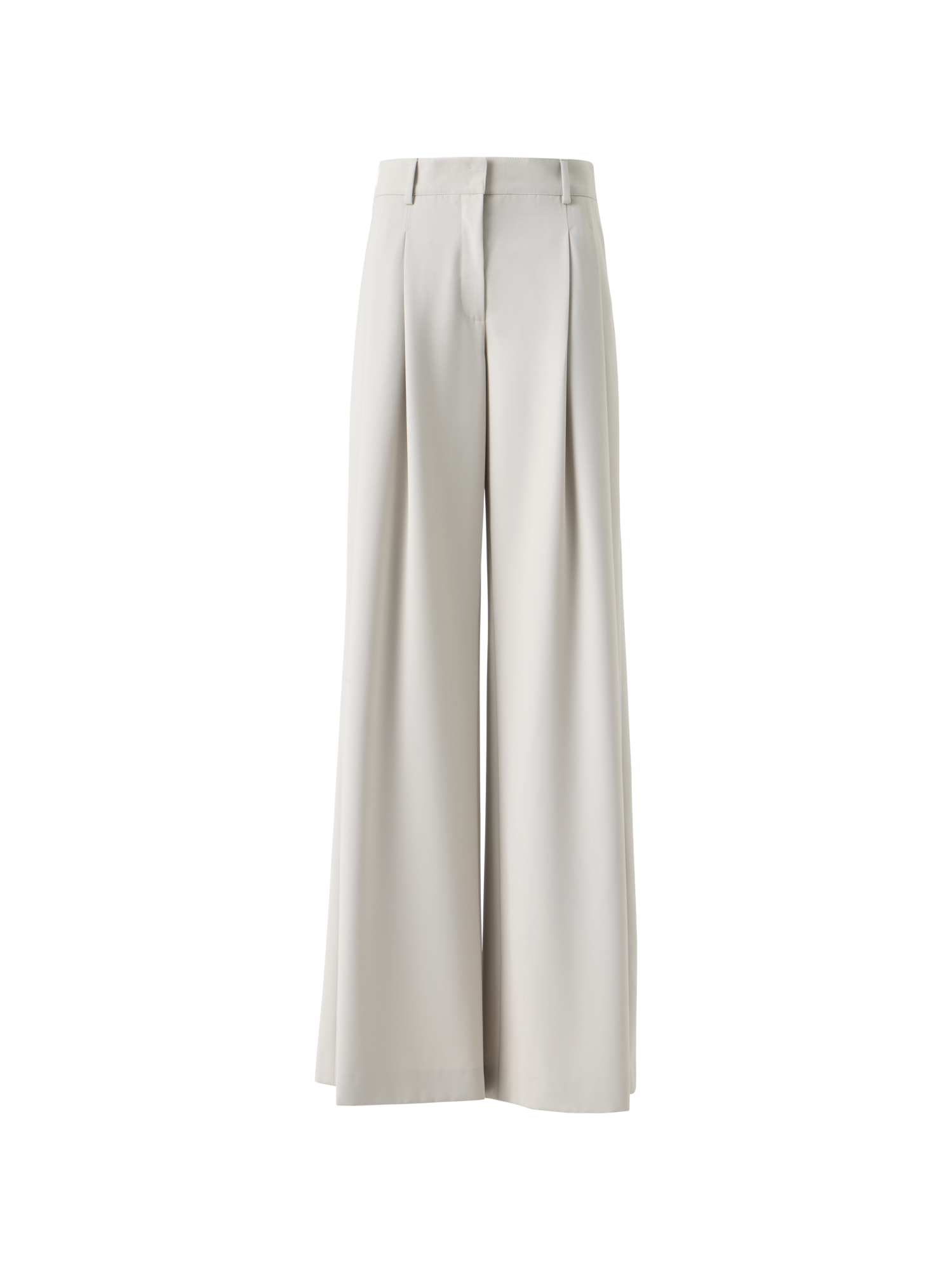 Designer Wool Gabardine Wide-Leg Pants - beige