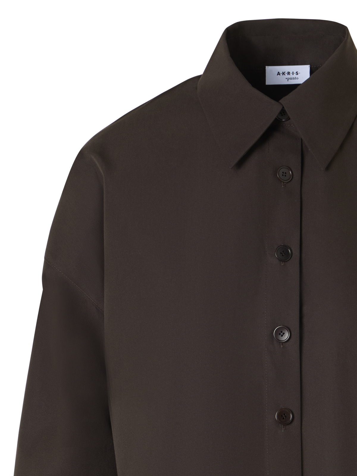 Designer Long-Sleeve Cotton Shirt Blouse - brown