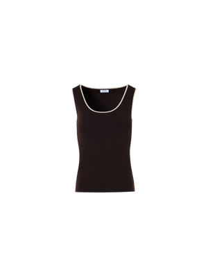 Designer Knit Tank with Contrast Piping - brown
