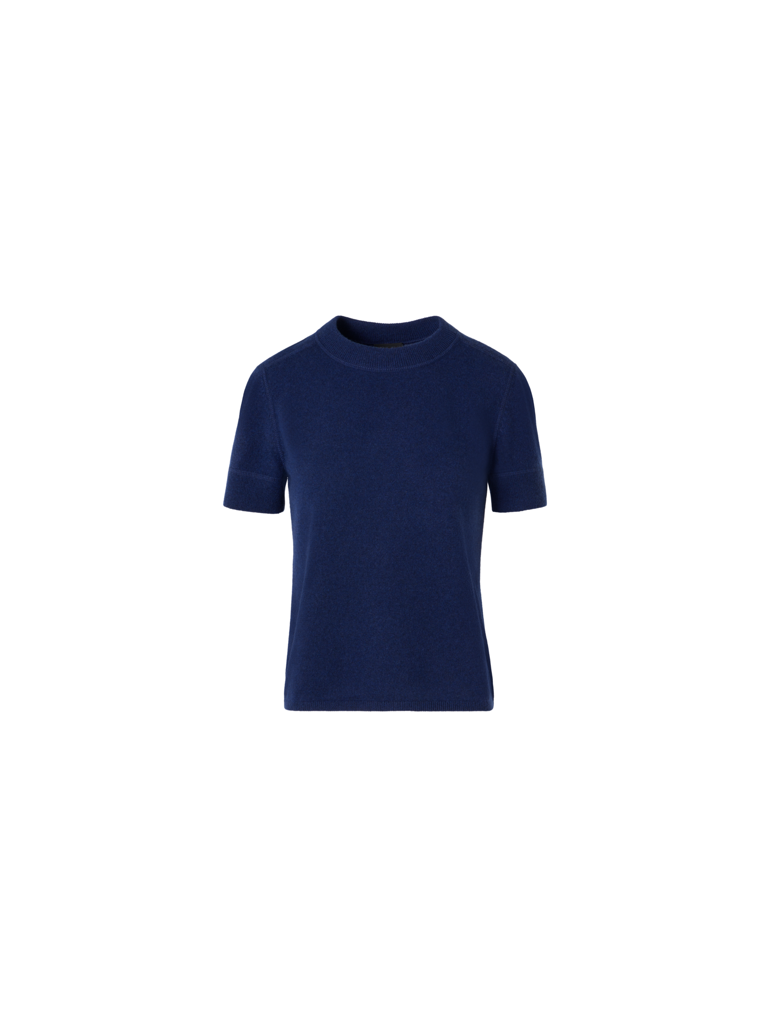 Designer Short-Sleeve Cashmere Knit Sweater - blue