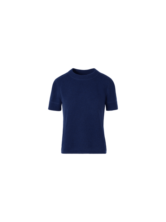 Designer Short-Sleeve Cashmere Knit Sweater - blue