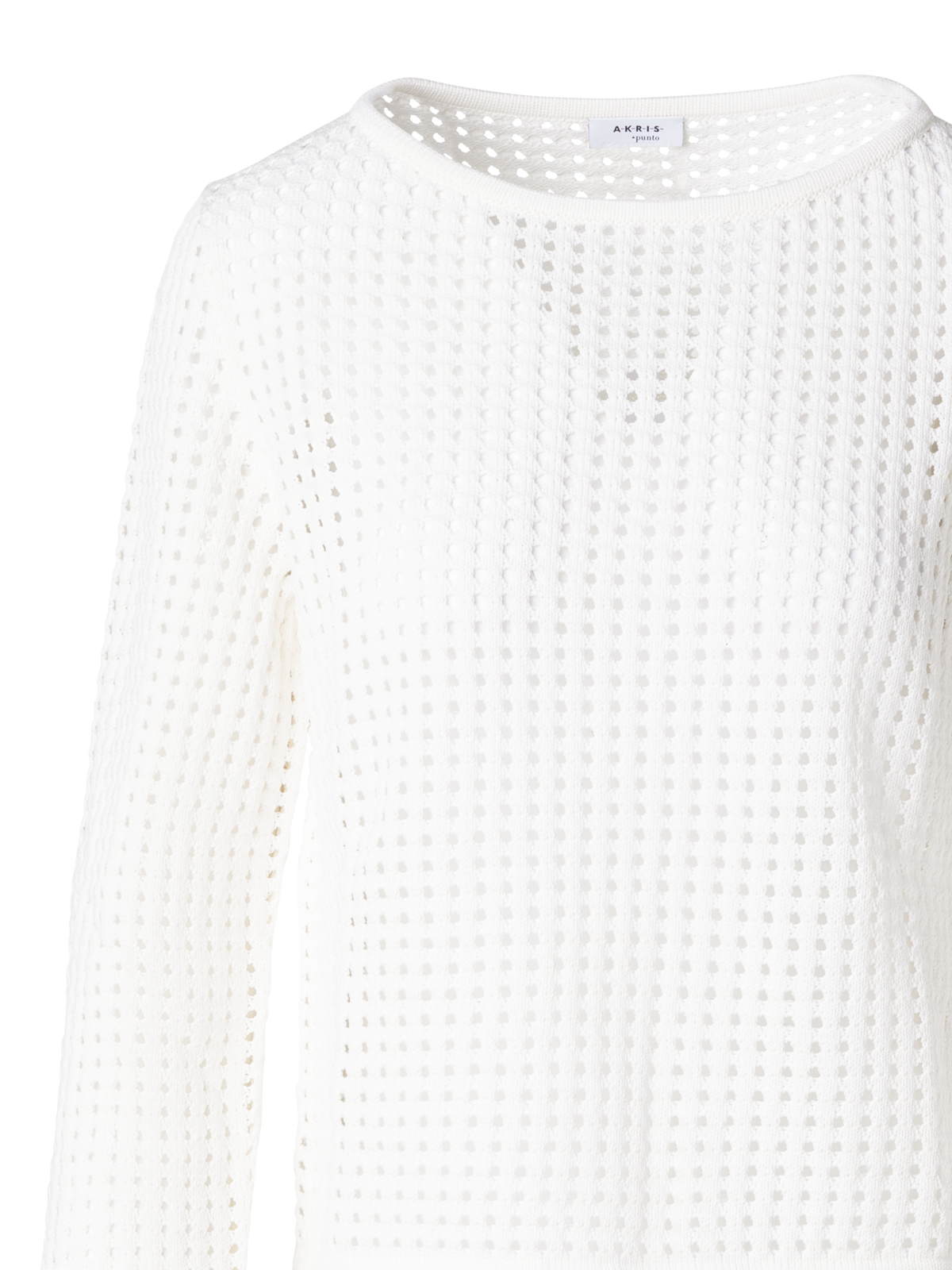 Designer Knit Sweater in Chunky Cotton Mesh - ecru - white
