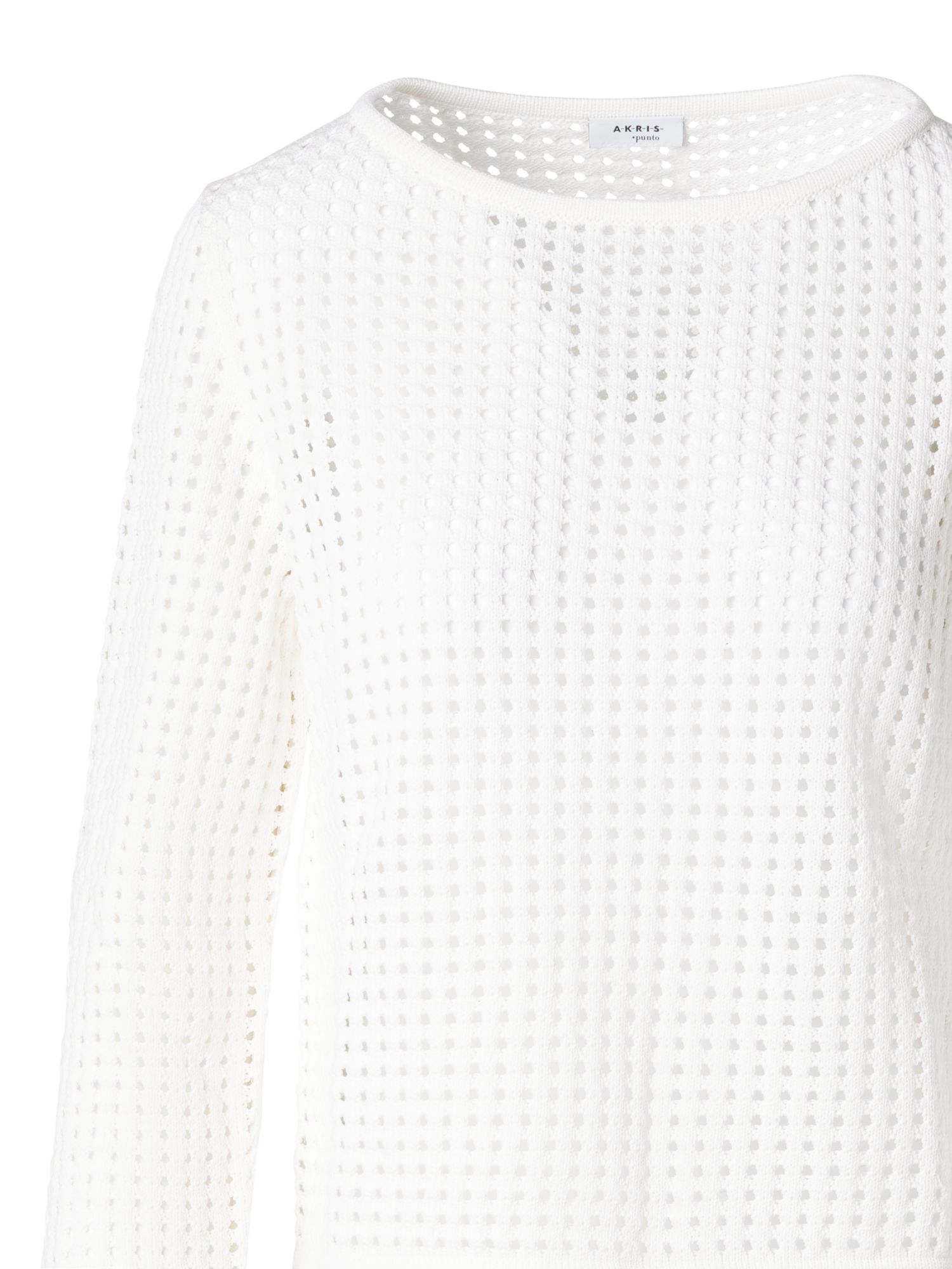 Designer Knit Sweater in Chunky Cotton Mesh - ecru - white