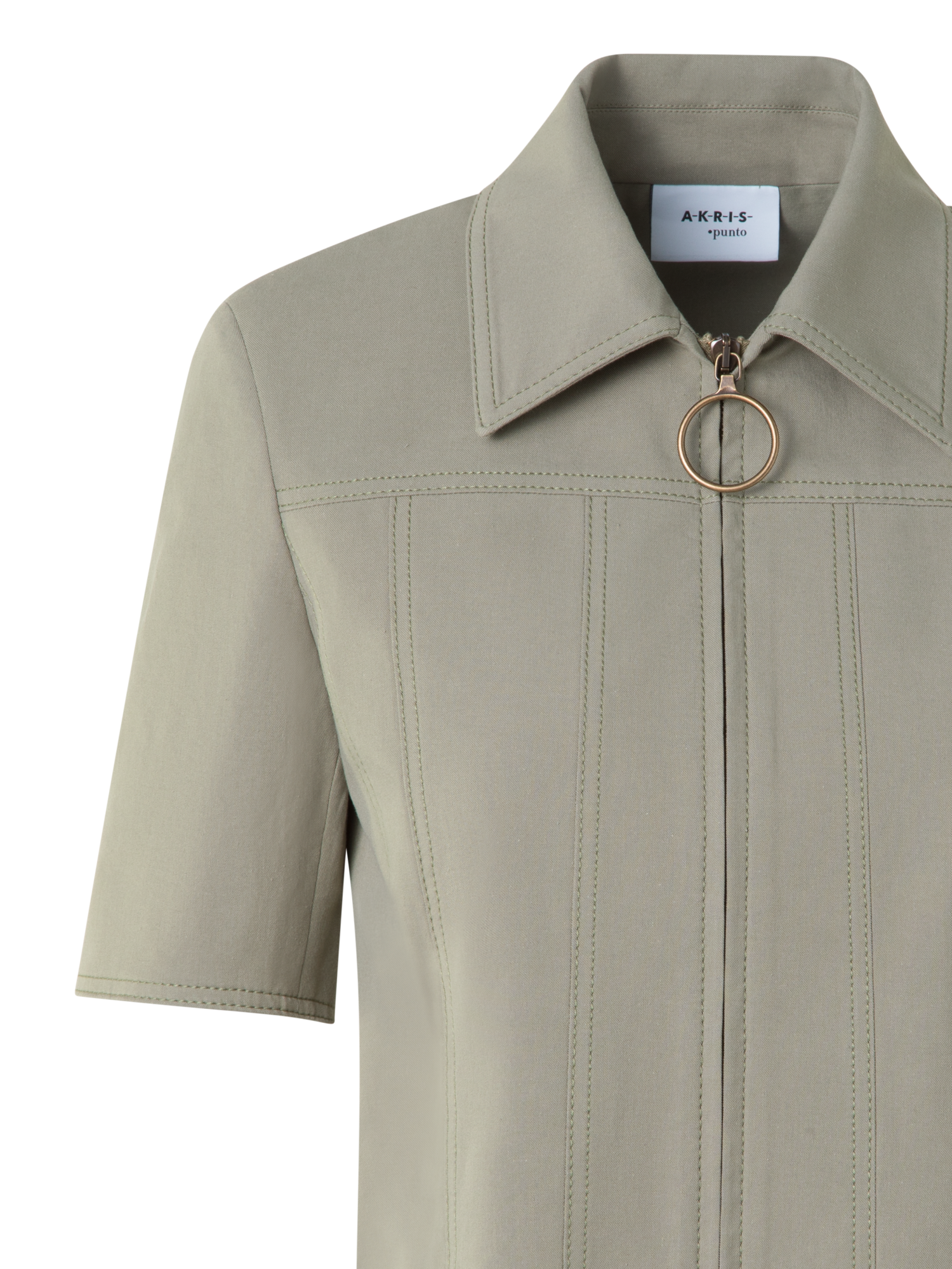 Designer Short Sleeve Denim Jacket - neutral - green