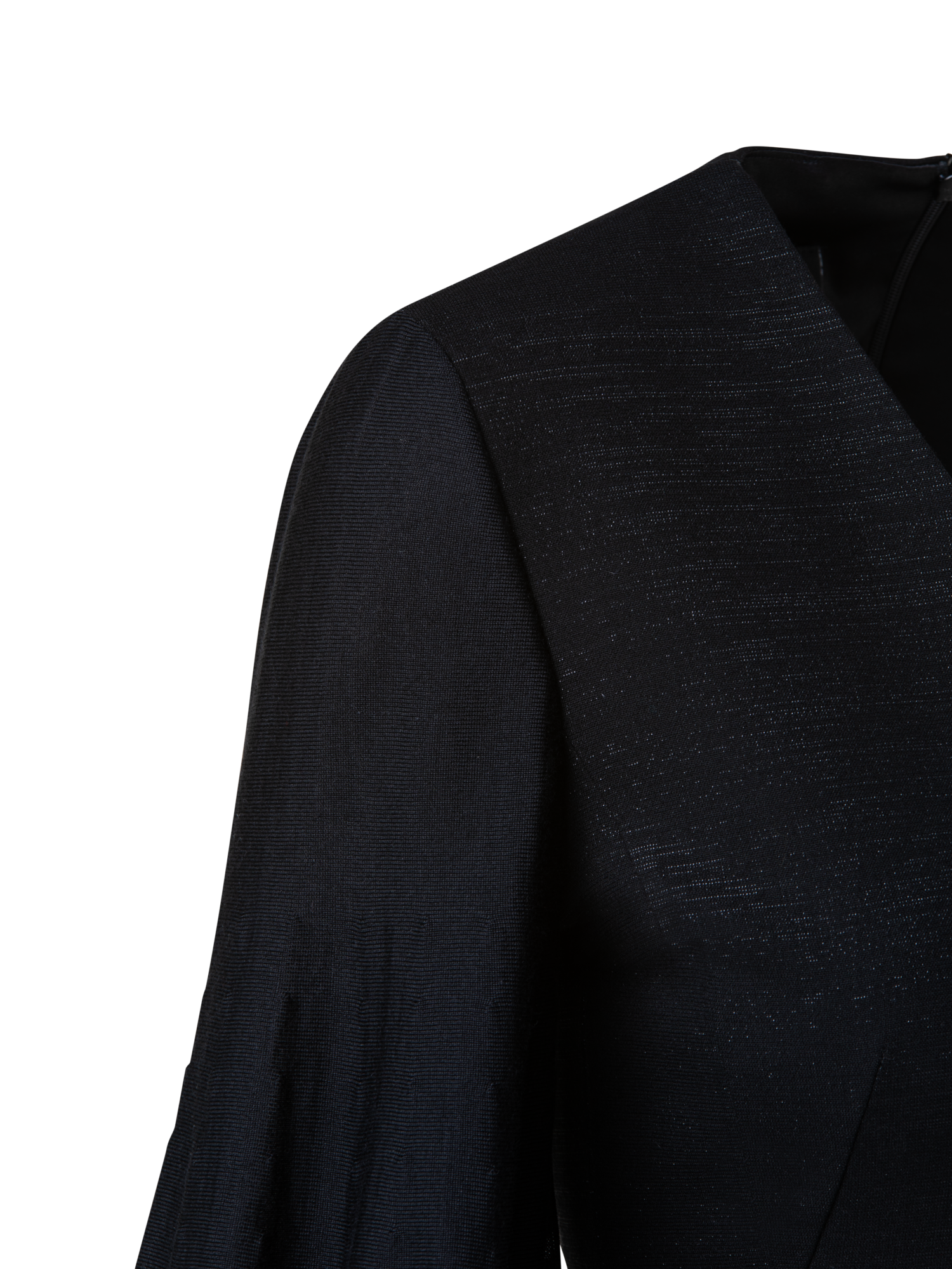 Designer Wool Lurex Double Face Knit Sleeve Dress