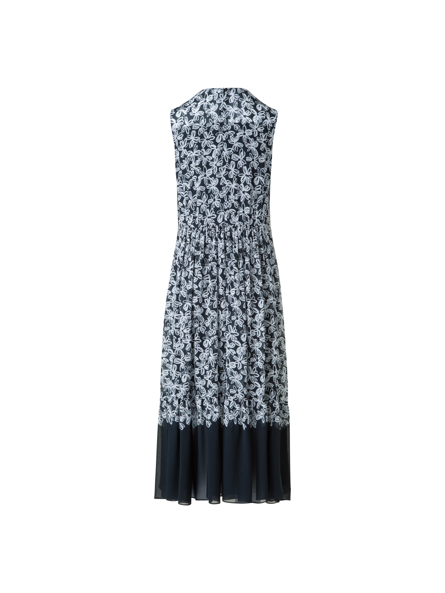 Designer Sleeveless Midi Dress with Flower Print - black - neutral - multicolor