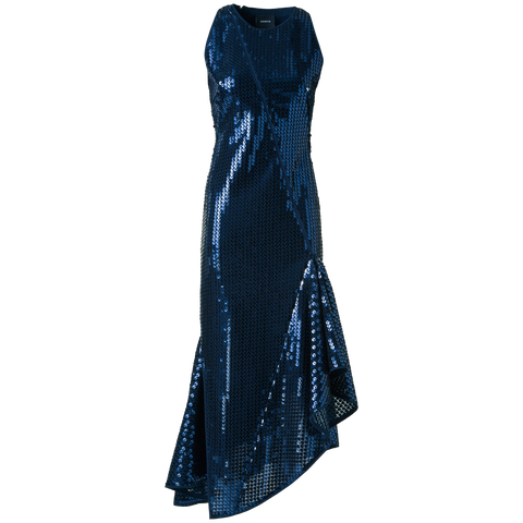 Asymmetrical Sequin Dress with Flounce Hem