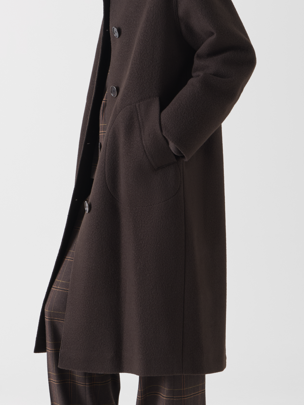 Designer Heavy Taglio Vivo Long Car Coat - brown 