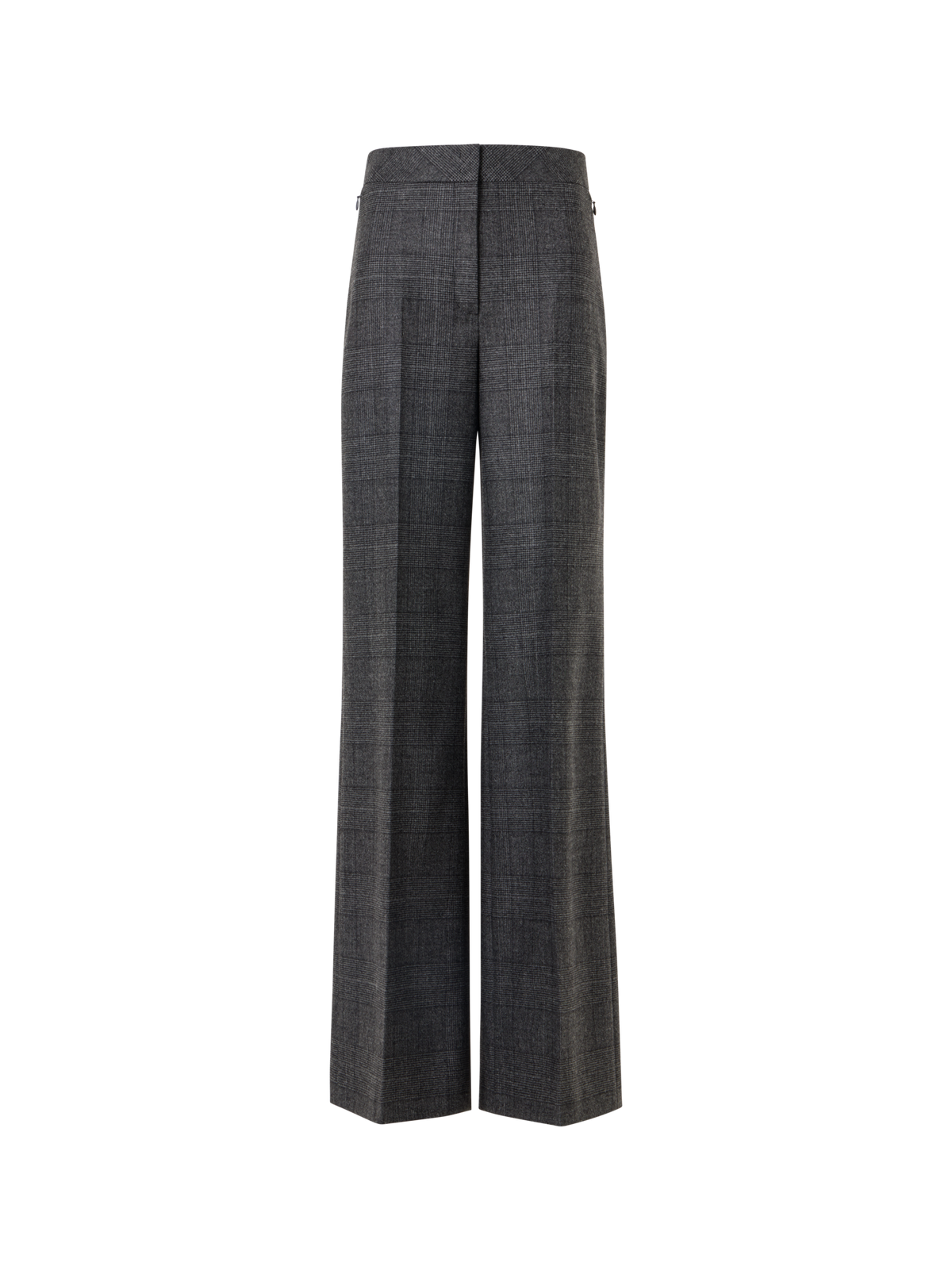 Designer Wide Leg Pants in Prince of Wales Wool Double-Face - grey - black