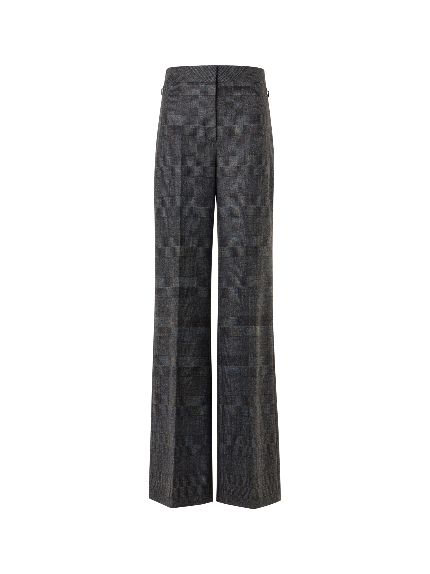 Designer Wide Leg Pants in Prince of Wales Wool Double-Face - grey - black