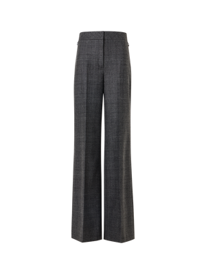 Designer Wide Leg Pants in Prince of Wales Wool Double-Face - grey - black