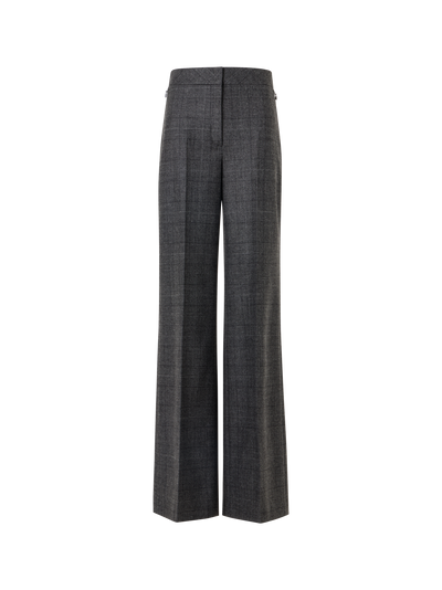 Designer Wide Leg Pants in Prince of Wales Wool Double-Face - grey - black
